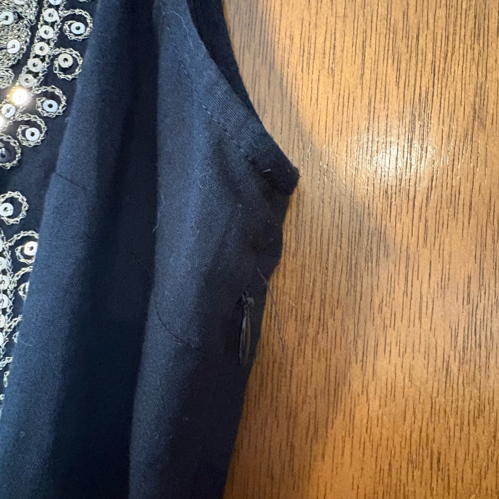 Free People Black Embroidered Sequin Tunic Dress Boho Lined Size 0 XS - Picture 7 of 8